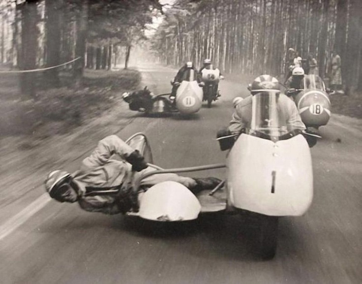 David Percival, pictured here racing in a sidecar, will discuss his motorcycle sidecar racing career in his talk, “Sidecar Racing” on Saturday, March 26 at 1 p.m. as part of the Owls Head Transportation Museum’s 2016 Winter Education Series. The talk is free to the public. (Photo Courtesy of Owls Head Transportation)