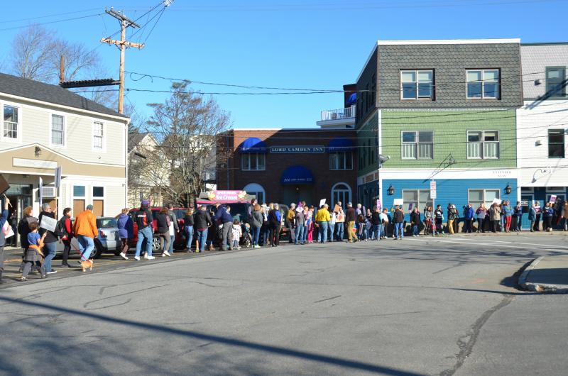 Marchers line up on Mechanic Street. (Photo by Lynda Clancy)