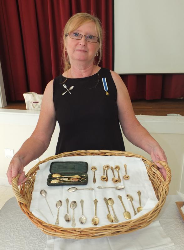 Mary Kay Fenton displaying “tea” spoons