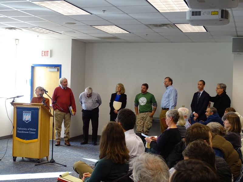 The queue behind Waldo County District 1 Commissioner Betty Johnson. (photo by Erica Thoms)