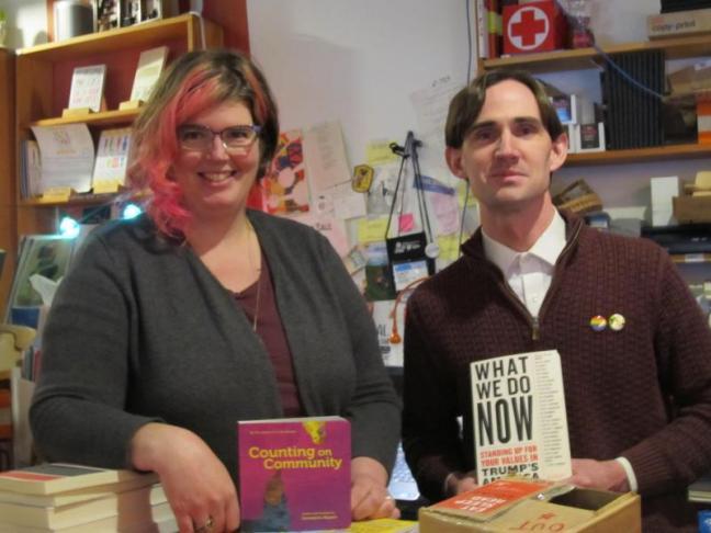 hello hello bookshop owner Lacy Simons and employee Jacob Fricke. (File photo by Kay Stephens)