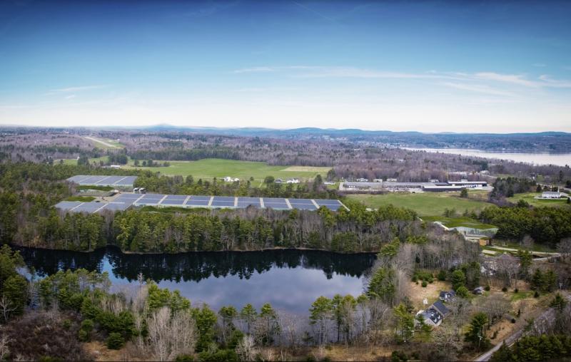 The proposed Nordic Aquafarms, Inc., facility with the Little River nearby. (Image courtesy Nordic Aquafarms, Inc.)