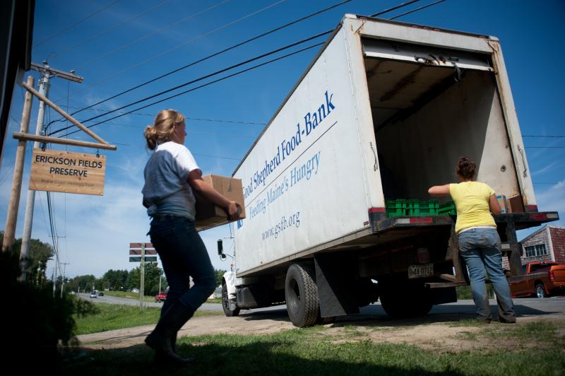 Erickson Fields produce is loaded for transport to food pantries.