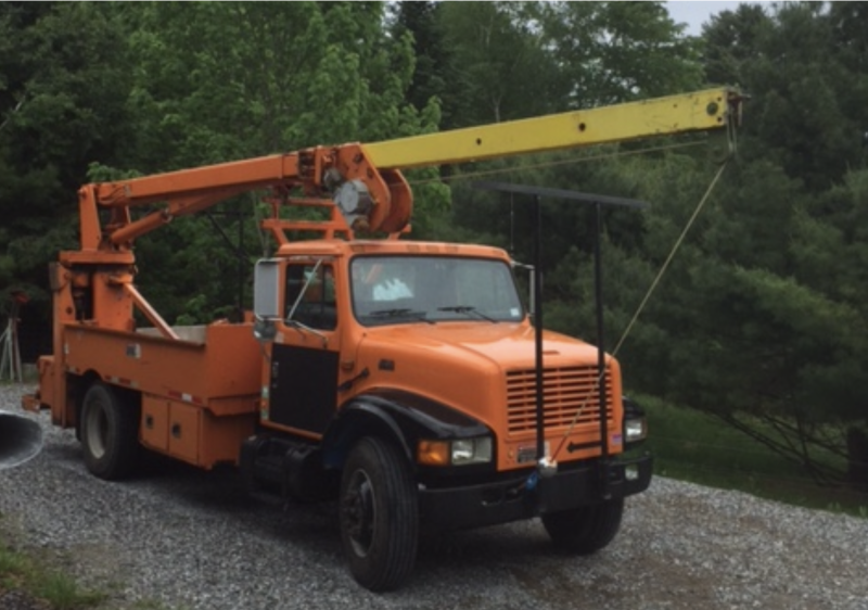 This is the truck and crane that Skyhook uses to step masts at Rockport Harbor. The photo is included in a presentation letter to the town made in January.