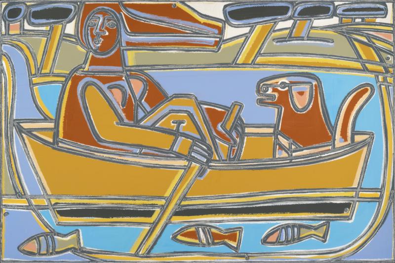 America Martin THE DOG LOVES THE LAKE BOAT. (Photo courtesy Carver Hill Gallery)