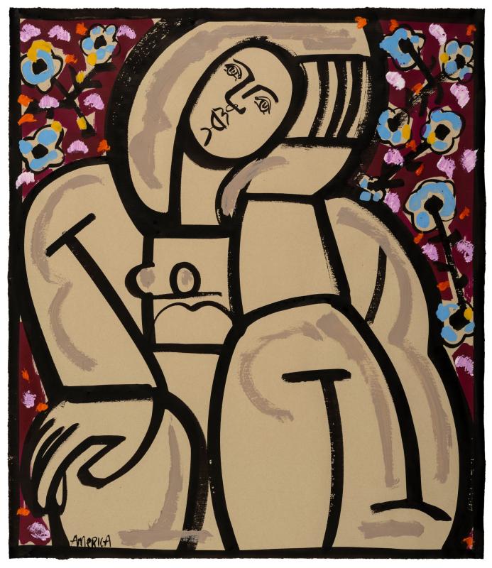 America Martin WOMAN SITS AND THINKS ABOUT HOW BEAUTIFUL LIFE CAN BE II. (Photo courtesy Carver Hill Gallery)