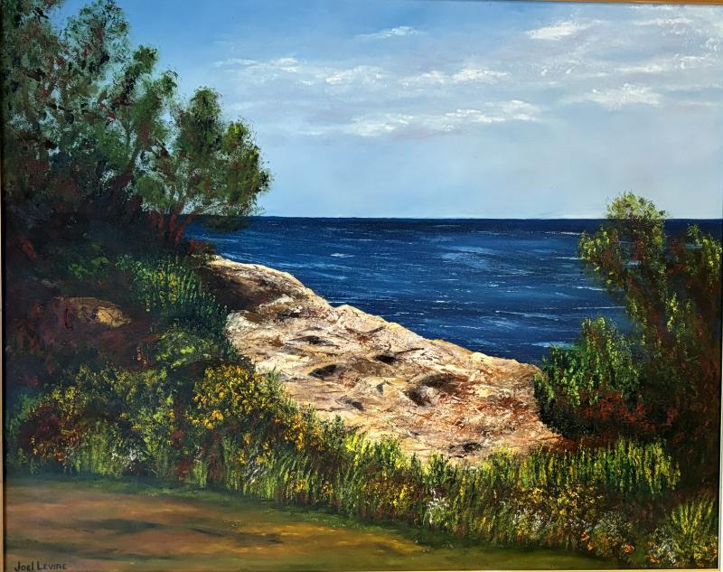 Joel Levine, "NE Seacoast", oil on canvas. (Photo courtesy Cushing Historical Society)