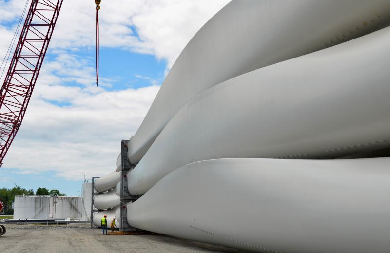 Turbines stacked at Sprague Energy in Searsport in June. (File photo by Lynda Clancy)