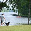 Union Fire Department searches the waters of Seven Tree Pond, off of Ayer Park, after reports of a missing man. (Photo by Sarah Thompson)