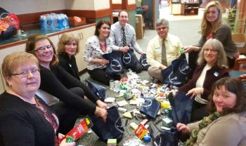 Stuffing the kits and preparing them for delivery