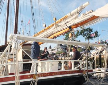 Early morning on the schooner Stephen Taber in Camden Harbor.