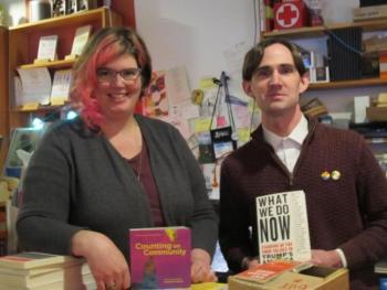 hello hello bookshop owner Lacy Simons and employee Jacob Fricke. (File photo by Kay Stephens)