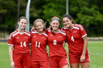Camden Hills girls soccer players, from left, Lauren Schenk, Kasey Wood, Caroline Contento and Tessa Whitley. (Photo courtesy Vin Contento)