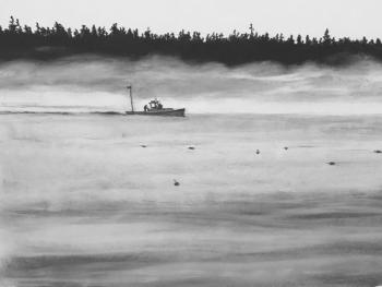 “Lass Chance, a boat owned by Charles Haycock and Richard Melborn at the time of this drawing.” Photo courtesy Suzanne Starr