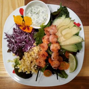 A shrimp taco salad with house made creamy cilantro dressing. Photo courtesy Jillian Liversidge