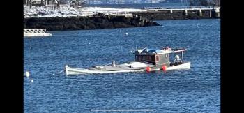 The ‘Flying Pigs’, very low in the water Saturday, Jan. 22. (Photo courtesy Camden Police Dept., Camden Harbor Master)