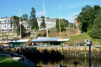 On Thursday afternoon, Sept. 14, Rockport Marine was filling available space on the northeast side of Rockport Harbor with boats being hauled from water. Walter Gray spent the day tucking sailboats together on stands in the lee of Village.