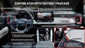 When it comes to listing the Canyon AT4X’s combination of comfort, convenience and on- and off-road features, it would be difficult to improve on this GMC-supplied graphic, so we include it here. The cockpit is also unusually attractive for a truck.