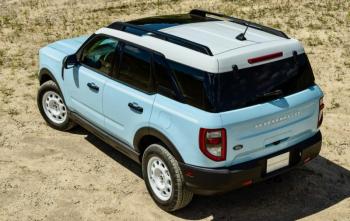 Underneath its classic colors, the Bronco Sport Heritage Limited is equipped to the Badlands trim level, with a slightly raised off-road suspension and skid plates, a torque-vectoring rear axle, AWD with selectable drive modes, a camera in the bow, a sunroof and a good deal more.