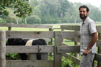 Aaron Englander has been named Maine Coast Heritage Trust's Associate Director of Stewardship at Aldermere Farm and Erickson Fields. (Photo by Anna Parker, courtesy of Maine Coast Heritage Trust)