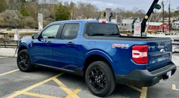 To the rest of the world, the Maverick is a pickup truck; here in America, it’s a baby pickup truck, smaller than the Ford Ranger and positively diminutive compared to the F-150. This color is Atlas Blue Metallic.
