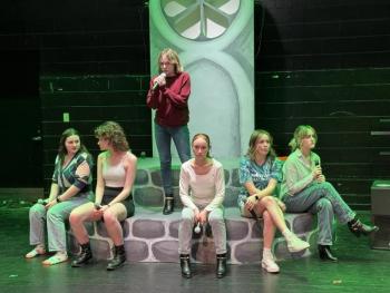 From left to right: Top Level: Sara Ackley. Lower Level: Kerrigan Peterson, Fen Forand, Rosie Fishman, Chloe Day-Lynch, Annie Costello (Photo by Ethan Ratner)
