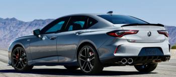 The TLX Type S is what sophisticated sedans want to be when they grow up. And in Urban Gray Pearl with a few subtle accents—front splitter, rear decklid spoiler and diffuser, red Brembo front brakes—plus low-profile tires on 20-inch wheels and these four exhaust trumpets, it looks and sounds every bit as dynamic and purposeful as it is.