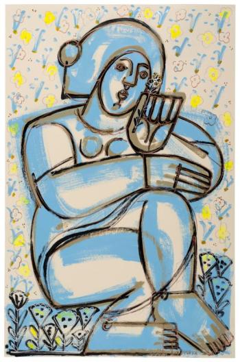 America Martin WOMAN IN BLUE AND BEIGE. (Photo courtesy Carver Hill Gallery)