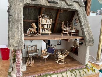 Carolyn Ahlstrand, "English Hut", mixed media. (Photo courtesy Cushing Historical Society)