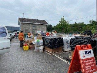 The line at Household Hazardous Waste Collection Day in Rockport. (Photo courtesy Beth Kwiatkowski)
