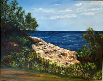 Joel Levine, "NE Seacoast", oil on canvas. (Photo courtesy Cushing Historical Society)