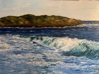 Joel Levine, "New England Shore", oil on canvas. (Photo courtesy Cushing Historical Society)