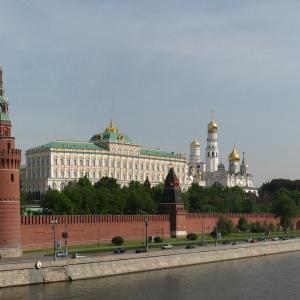 Moscow’s Kremlin as seen from Kamenny Bridge.