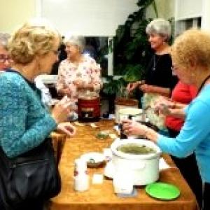 Library visitors sample homemade soups at our 2014 Soup and Suspense program (Photo courtesy of Vose Library)