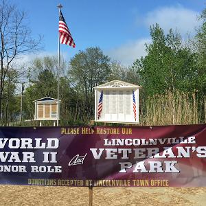 The new Honor Roll in Lincolnville Center will be the site of the end of Monday’s Memorial Day parade, as it makes its way from the school down and around the corner. (Photo by Holly S. Edwards)