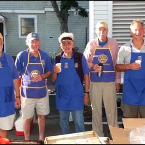 Members of the Camden Rotary Club take a minute for a photograph Saturday morning, Sept. 3, before getting back to the business of cooking and serving breakfast during Labor Day weekend’s Camden Windjammer Festival. (Photos by Chris Wolf)