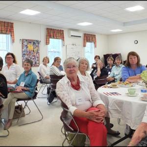 Members of the Camden Garden Club listen to the History of Tea