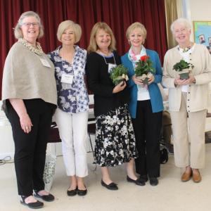 Outgoing president, Ann Vanosdol, far left, with newly installed Camden Garden Club officers, left to right, Karen Cease, Ciel King, Sandy Hurlbut and Mary Ireland. (Photo courtesy of the Camden Garden Club)