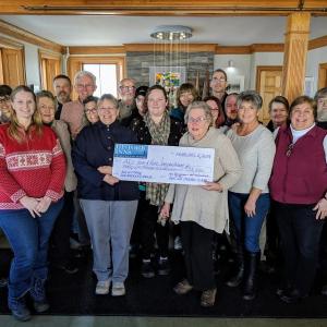 Businesses involved in the 15th Annual Pies on Parade Tour gathered at the Granite Inn in Rockland on Tuesday, February 5, 2019 to deliver a check to the AIO Food Pantry. Included in the check presentation were the following people: (pictured left to right): PJ Walter (LimeRock Inn), Laurie Schaffer (Bartlett Woods), Liz Jenkins (AIO Food Pantry), Barrie Pribyl (Bixby & Co.), Frank Isganitis (LimeRock Inn), Ted Weiss & Lisa Weiss (Hawthorn Inn), Marty Shaw (AIO Food Pantry), Pat O'Brien (FIORE Artisan Olive Oils & Vinegars), Joshua & Andrea Barbour (The Bayview Collection), Katja Hawlitschka (Towne Motel), Linda Pieper (AIO Food Pantry), Casey Cale (Cafe Miranda), Chris Seavey (Maritime Energy), Tim Matero (Maritime Energy), Peggy Bade (Auction Committee), Sharon Hobson (One Less Worry), Cheryl Michaelsen (Berry Manor Inn), Edwin Hantz & Joan Hantz (Granite Inn). (Photo by PJ Walter/PJ Walter Photography)