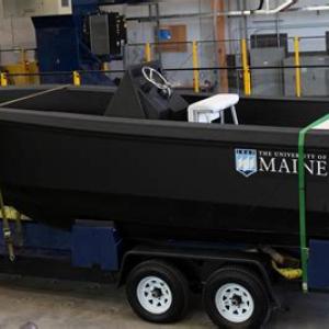 The University of Maine’s 3-D printed patrol boat, 3Dirigo. (Photo courtesy Penobscot Maritime Heritage Association)
