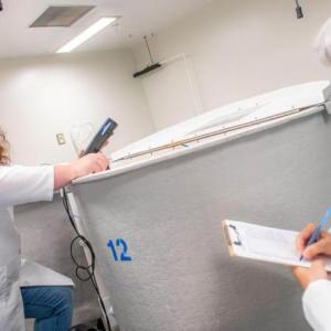 Sarah Turner (left) and Deborah Bouchard are researching ways to develop new fish vaccines using nanocellulose. (Photo courtesy University of Maine)