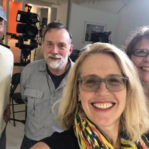 Matt Siegel and Jim Boutin, filmmakers; Patrisha McLean, founder/president of Finding Our Voice; and Christine, owner of a framing store and the subject/star of one of two Finding Our Voices short documentaries premiering July 16 at the Maine International Film Festival. (Photo courtesy Finding Our Voice)