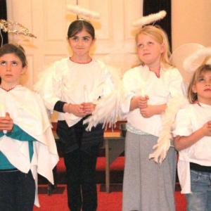 Four devilish little members of the heavenly chorus from Belfast Maskers' 2012 production of "The Best Christmas Pageant Ever" by Barbara Robinson. (Photo courtesy Belfast Maskers)
