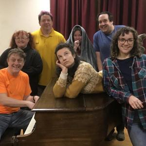 The cast of Watts Hall Community Players’ You’re A Good Man Charlie Brown: Back from left, Tabitha Fillion as the Little Redhaired Girl, Brad Fillion as Charlie Brown, Stefanie McAllister as Linus, Andrew Lipman as Snoopy. Front from left, James Cook as Schroeder, Lisa Millette as Lucy, Emma Theobalds as Sally. (Photo courtesy Watts Hall Community Players)