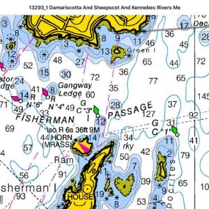 This is a section of local Chart #13293. It contains at least 20 pieces of important navigation information. Don’t know what all the symbols and numbers on the chart mean? You may be gambling the safety of everyone on-board every time you get underway. Our course will help you learn what they are and why all of them are important. “Navigating Mid Coast Maine” makes chart reading, navigation, and learning the local waters fun and interesting. All proceeds support the activities of the all-volunteer USGC Auxiliary. Courtesy of David Eastwood