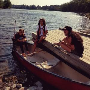 “This River is Our Relative” Co-Director Meredith DeFrancesco interviews Penobscots Aliya and Sheylee Sapiel. (Photo by Sunlight Media Collective)