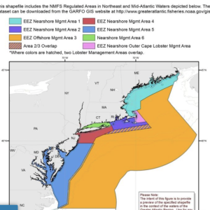Lobster Management Area 1 runs along the entire shoreline of Maine, New Hampshire and Massachusetts to Cape Cod.