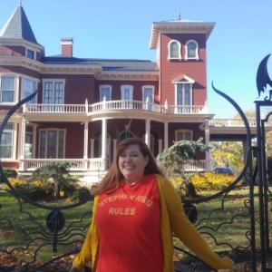 Filmmaker Julia Marchese standing in front of Stephen King’s mansion in Maine last fall. (Photo courtesy Marchese via her indiegogo campaign)