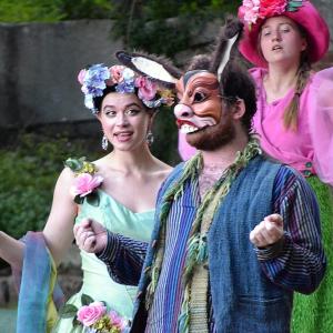 Natalie Crane as Titania, Robby Yoho as Bottom and Lyra Legawiec as Peaseblossom in ‘A Midsummer Night’s Dream’, which plays in the Camden Amphitheater through August 6. (Photo courtesy Scott Anthony Smith)