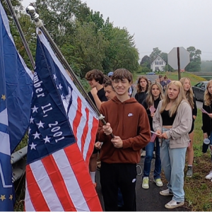 Belfast Area High School students join in for the 8:46 a.m. Remembrance Walk. (Photo courtesy Charles Lagerbom)